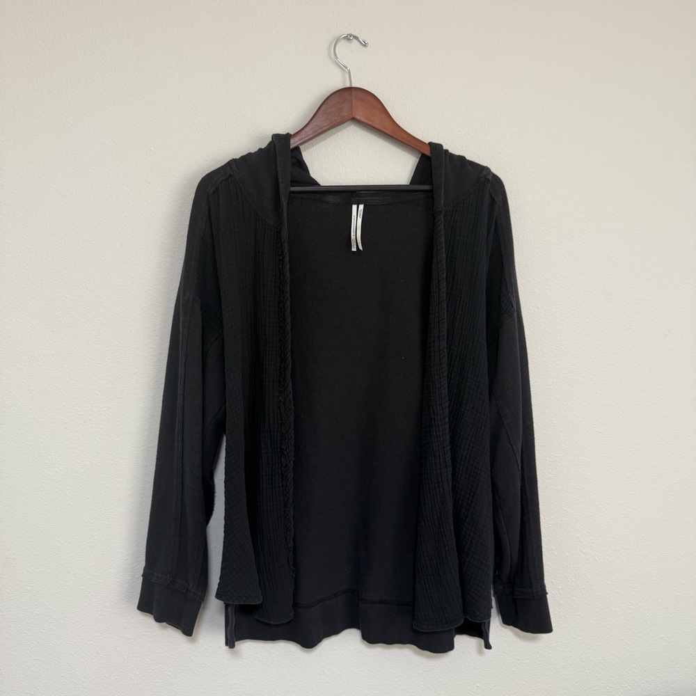 Anthropologie Black Open-Front Hooded Cardigan
